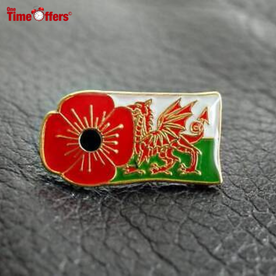 Welsh Flag Flower Pin Badge