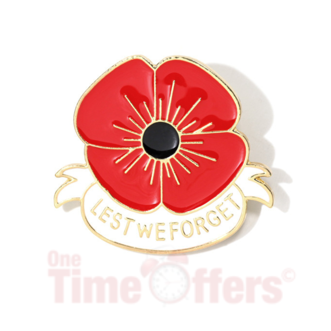 Lest We Forget Red Flower Brooch