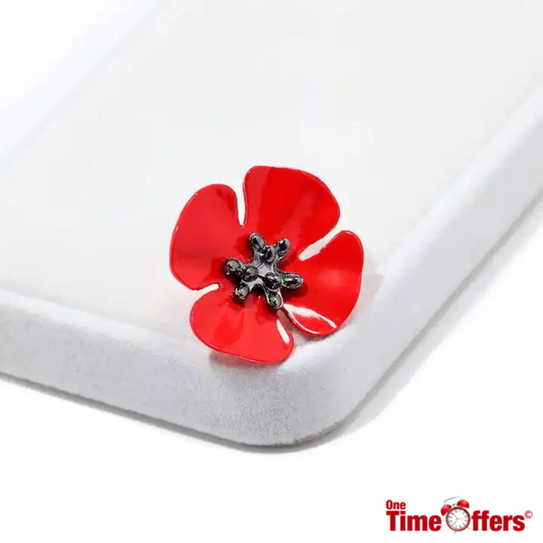 Vibrant Red Flower Pin Badge