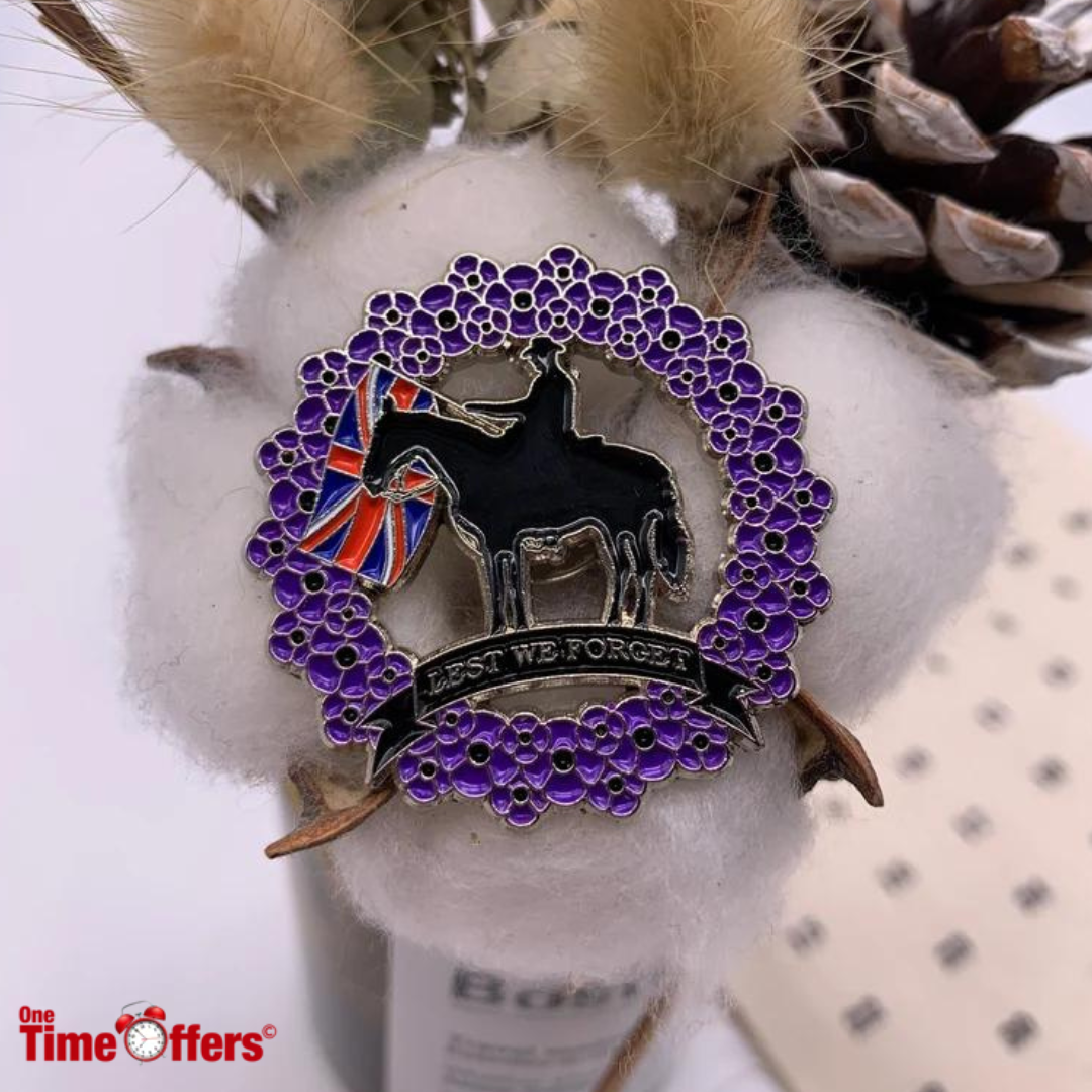 Purple Flower British Cavalry Horse Pin