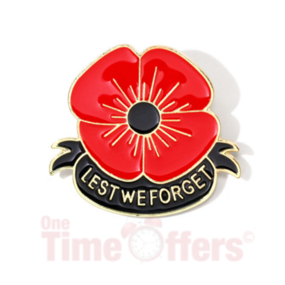 Lest We Forget Red Flower Brooch