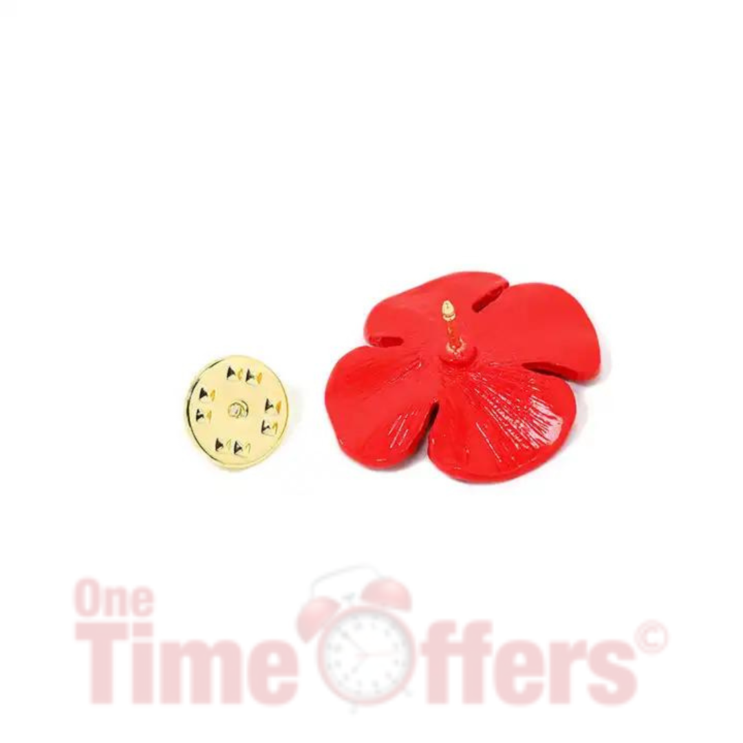 Vibrant Red Flower Pin Badge