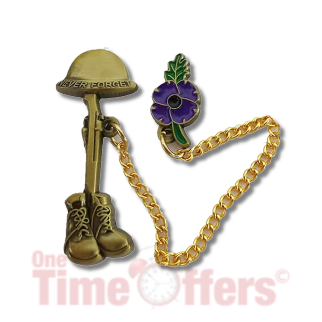 Never Forget Purple Flower Chained Pin