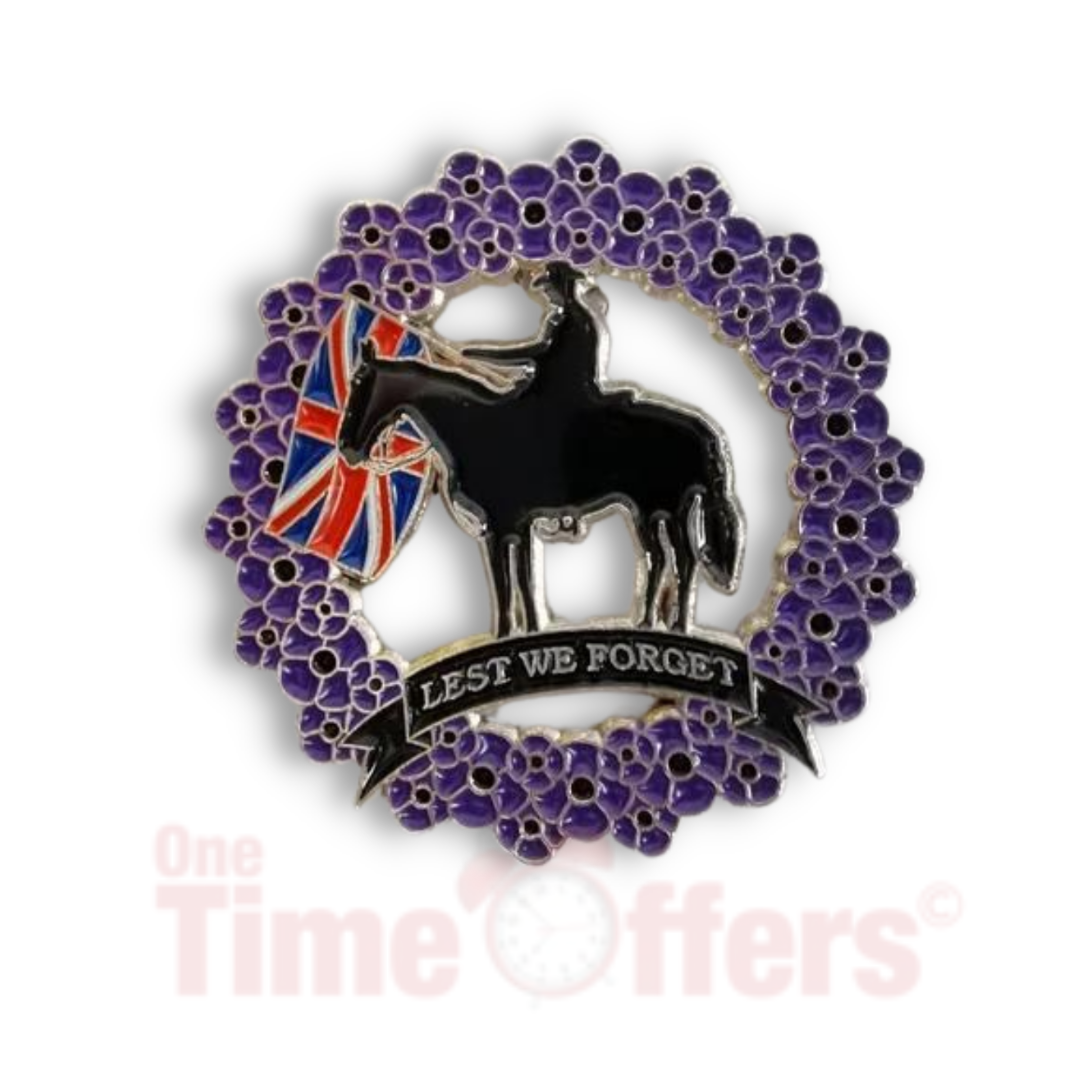 Purple Flower British Cavalry Horse Pin