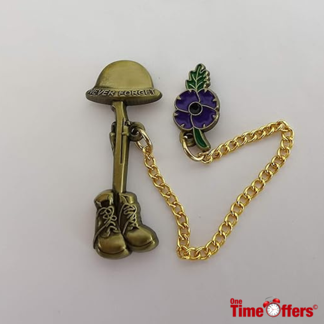 Never Forget Purple Flower Chained Pin