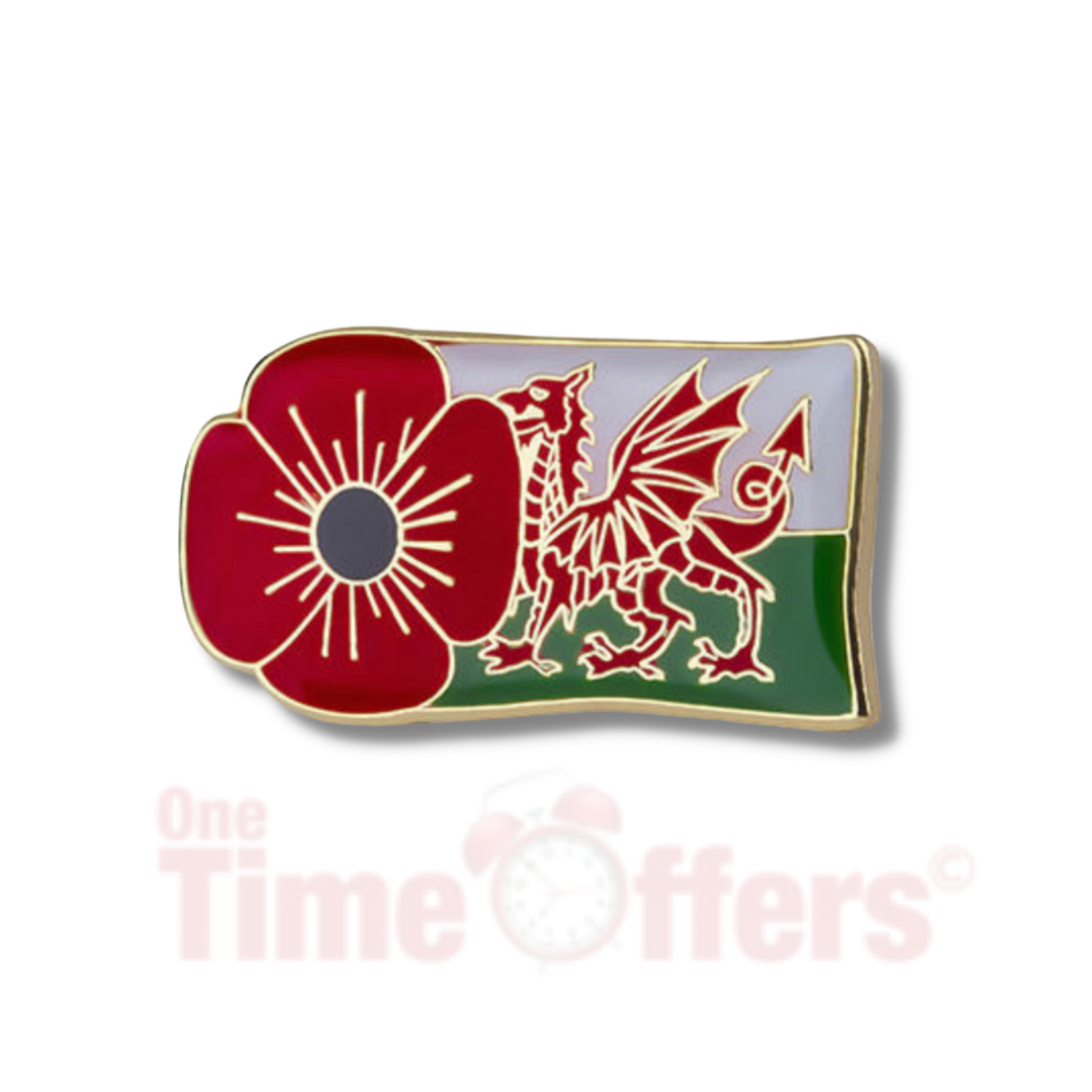 Welsh Flag Flower Pin Badge