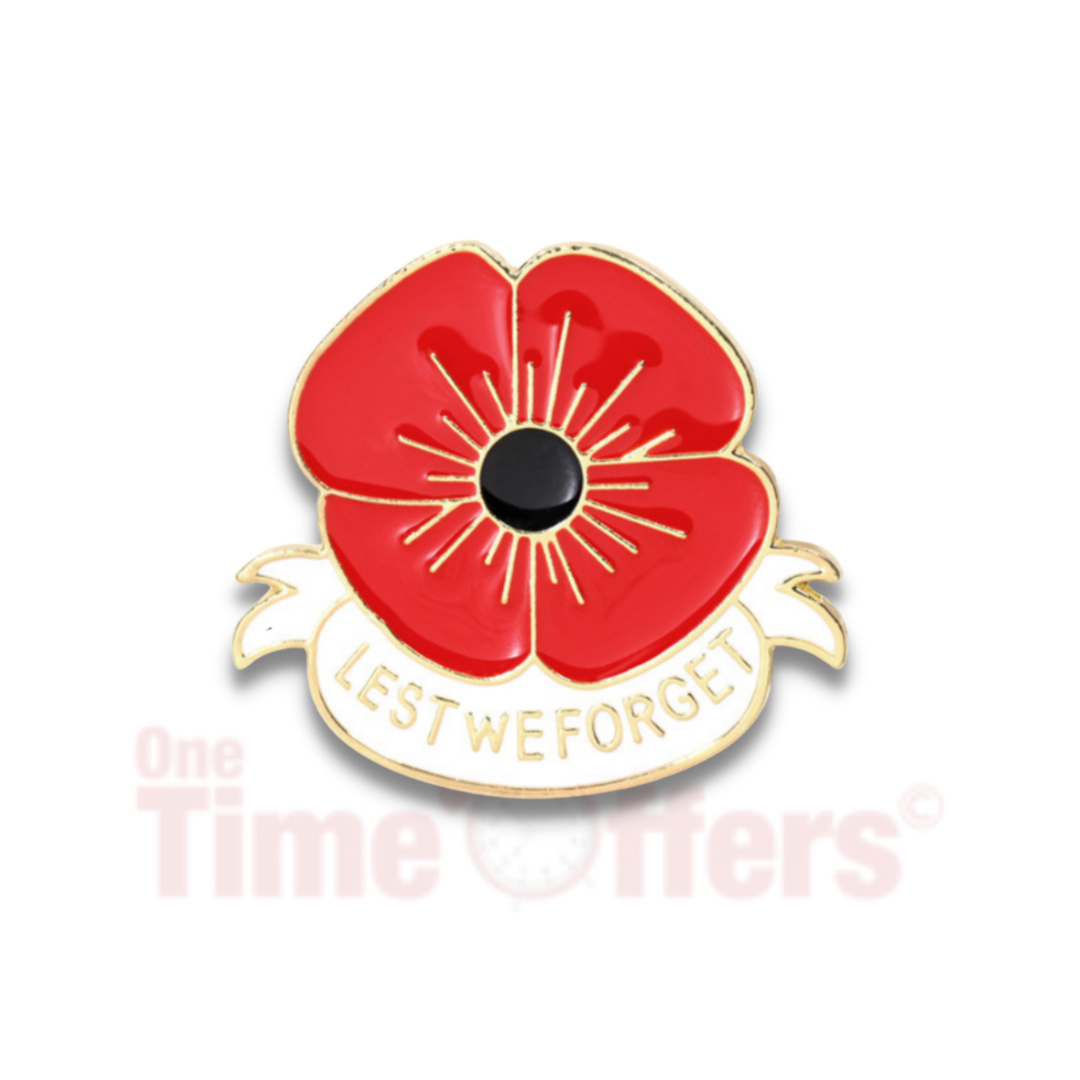 Lest We Forget White Ribbon Flower Brooch