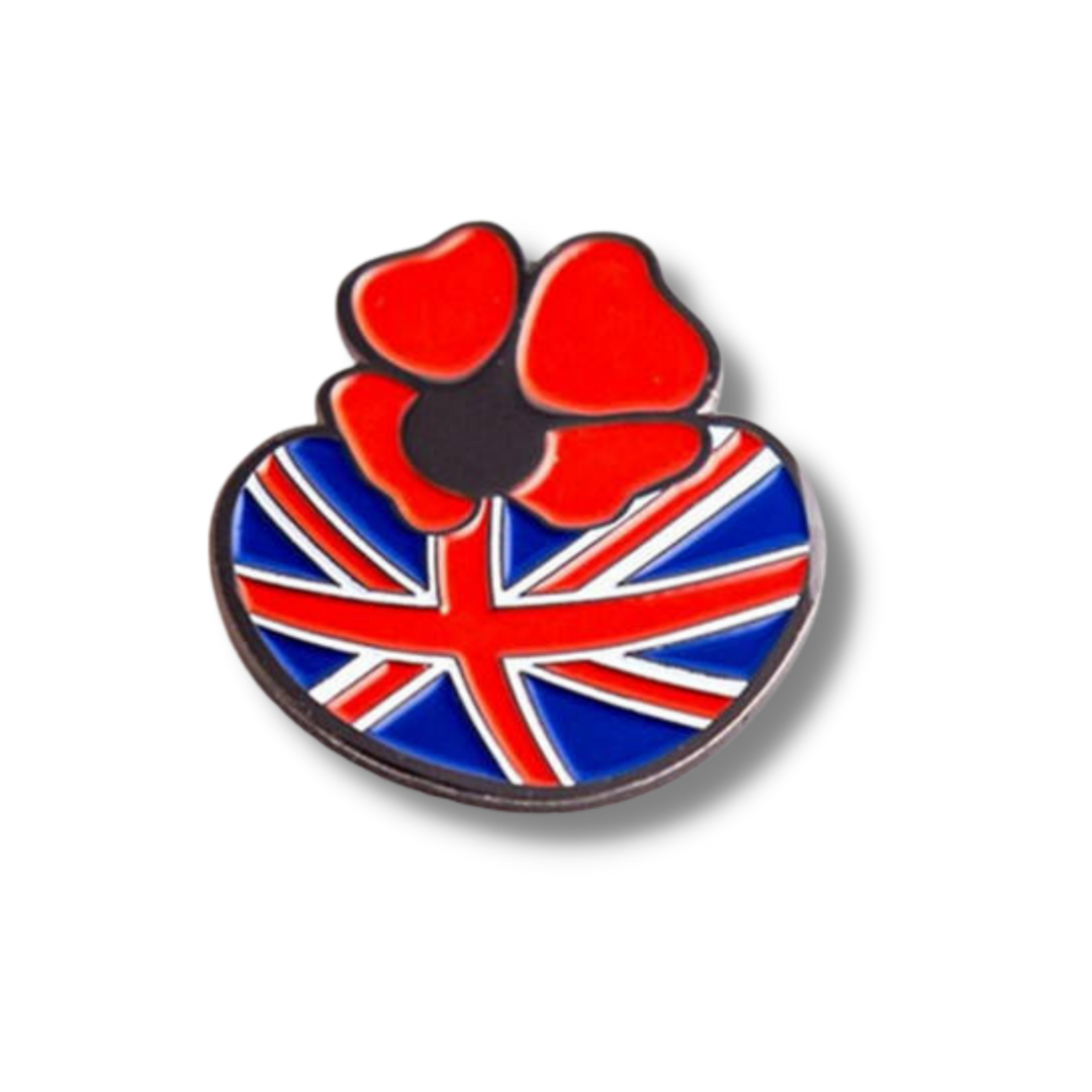 British Heart and Red Poppy Pin Badge