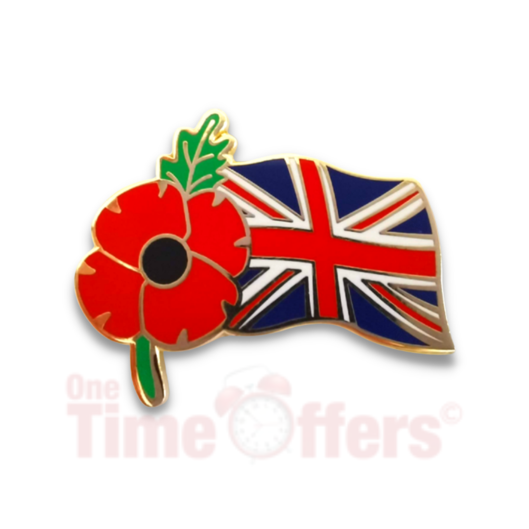 Union and Red Flower Pin Badge