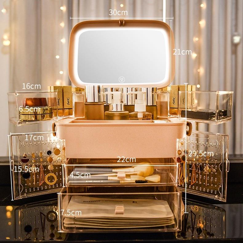 PrettyBox™ LED Mirror Makeup Organizer