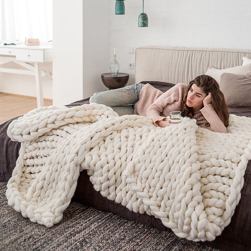 Winter HandKnit Chunky Blanket